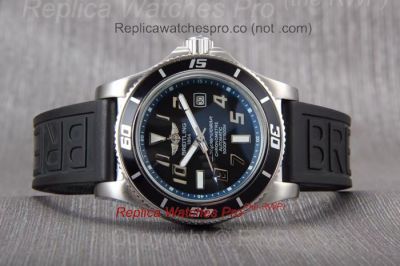 Copy Breitling Superocean Watch Black Dial Blue Inner Bezel Black Rubber